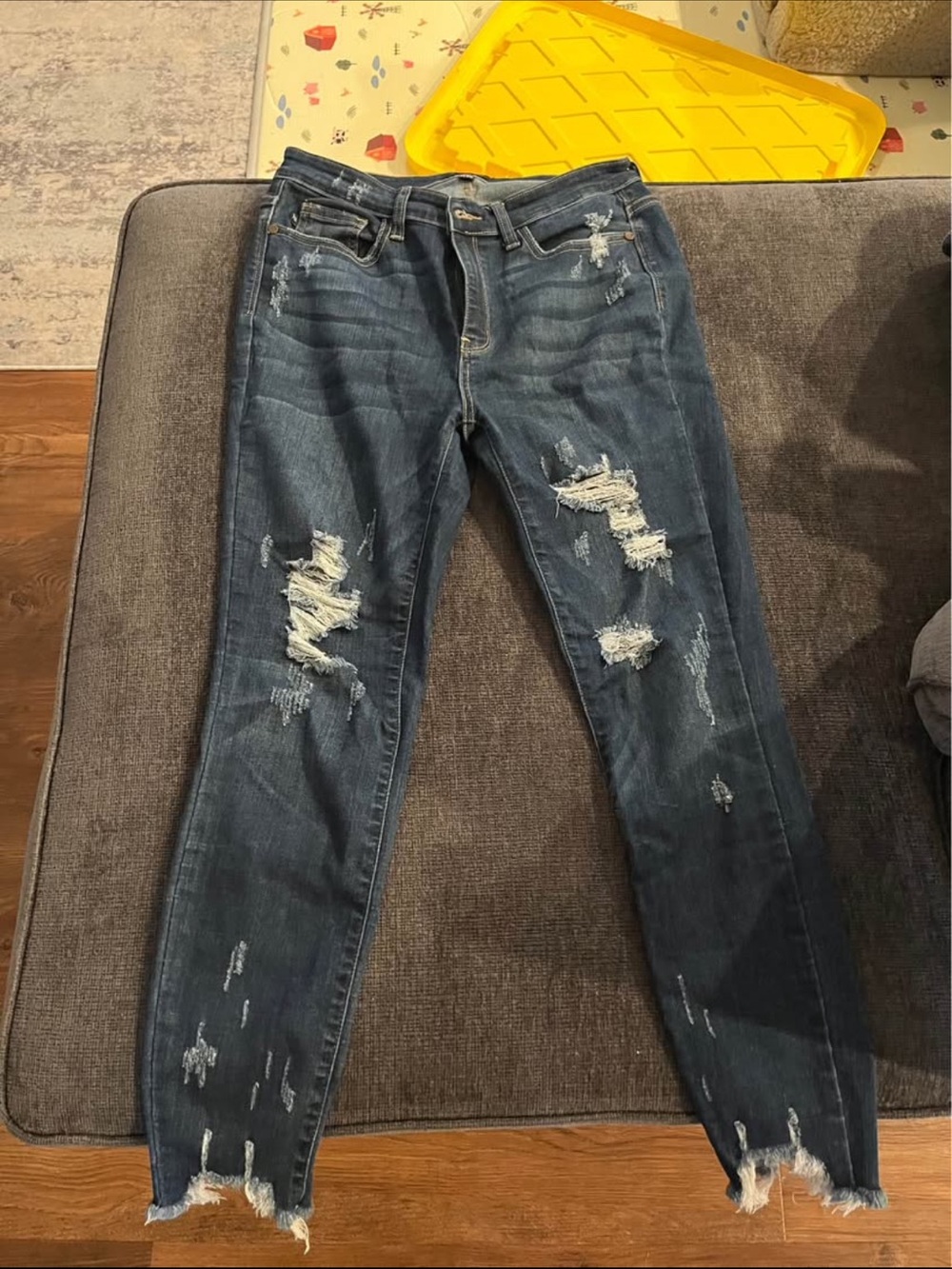 Judy Blue Dark Blue Distressed Skinny Jeans